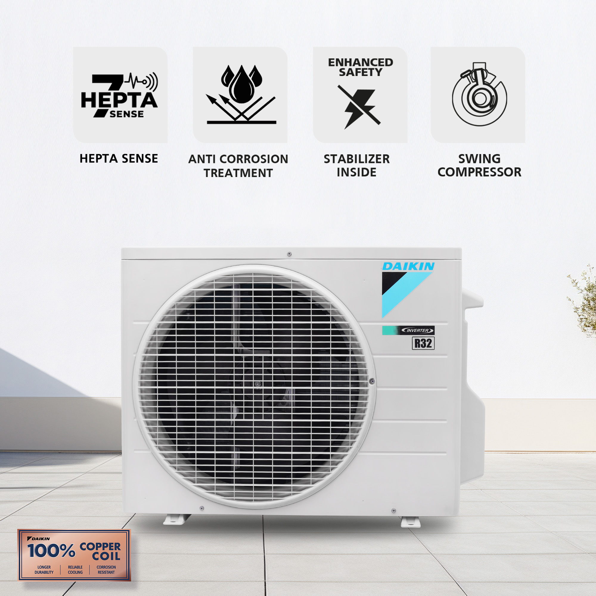 1 Ton 5 Star Inverter - Daikin Split AC - JTKJ35XV16VAA - Image 4