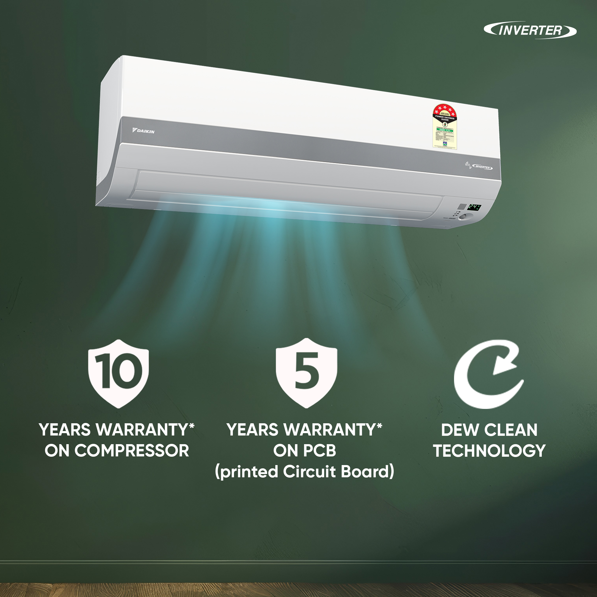 1 Ton 5 Star Inverter - Daikin Split AC - JTKJ35XV16VAA - Image 3